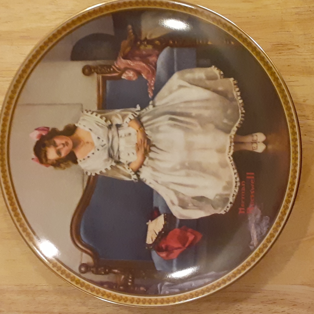 Knowles..Norman Rockwell's  "Waiting at the Dance" Ltd Ed Plate 1544K Certified